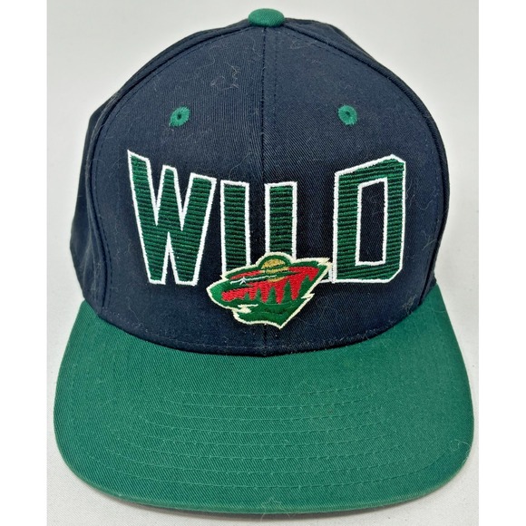 Reebok Minnesota Wild NHL Snapback Hat Black Green WILD Logo Cap - Picture 1 of 6